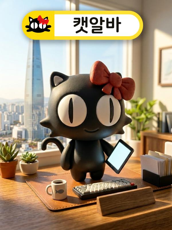송파 지역 밤알바 검증 정보를 소개하는 캣알바 캐릭터 피규어