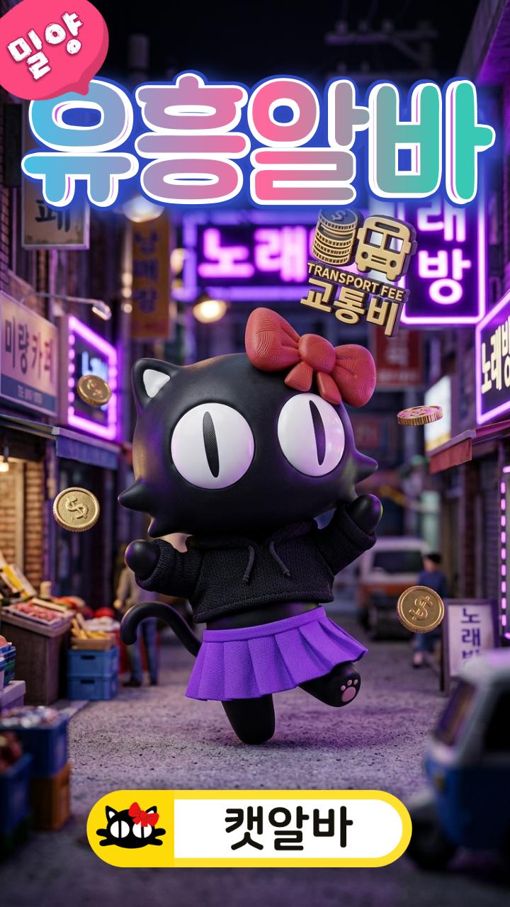 밀양 유흥알바 앵콜! 밤알바 당일 (룸알바 대신 여우알바 캣알바 미리벌 출근비 교통비 지원 갯수 보장)