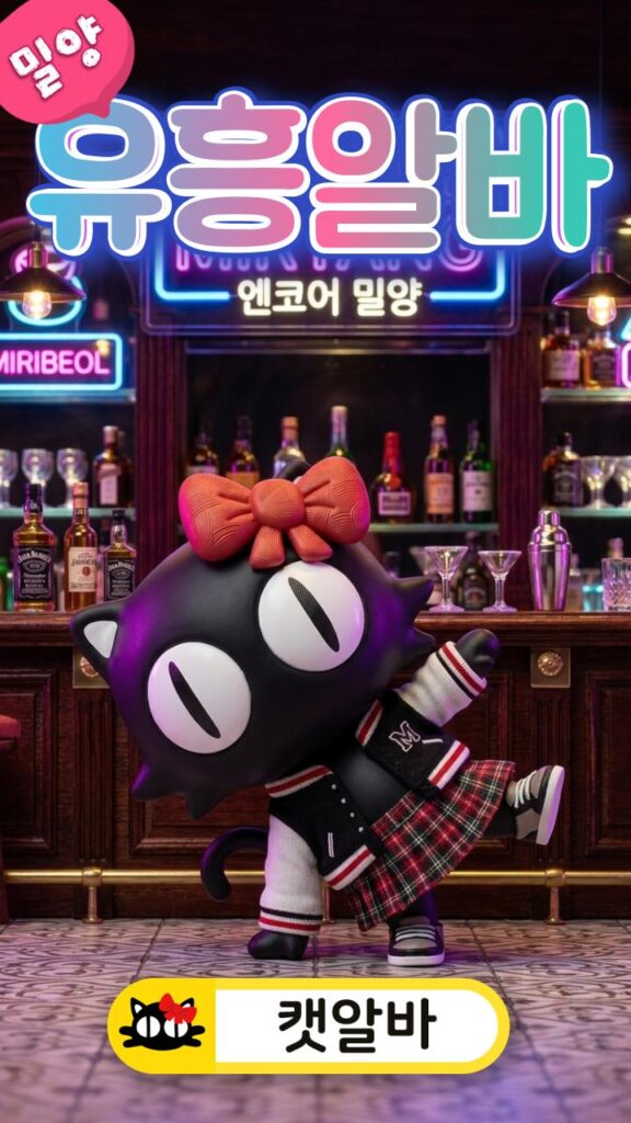 밀양 미리벌 앵콜 미니어처 배경 무대에서 활기차게 춤추는 캣알바